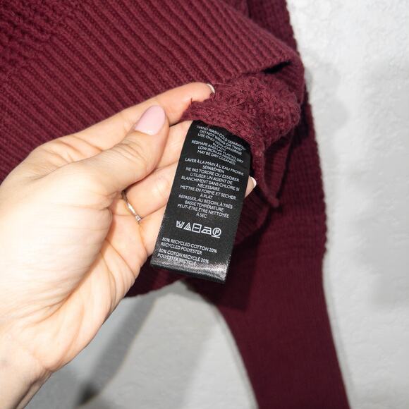 New Pilcro Wine Red Waffle Knit Sweater Size Medium‎ - Picture 7 of 7